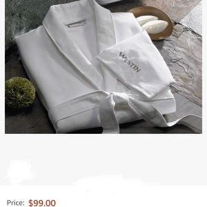 Westin heavenly bath robe one size solid white spa embroidered cuff EXCELLENT